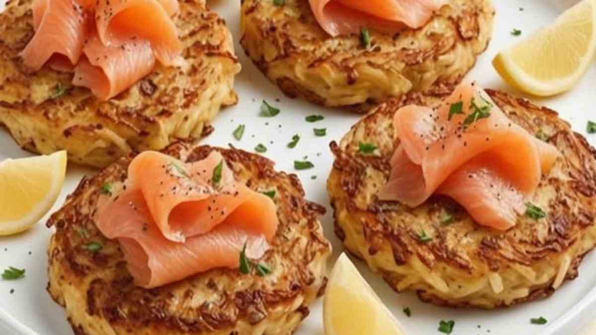 Galette de pommes de terre au saumon fumé