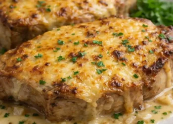 cotes-de-porc-gratinees-au-comte-sauce-cremeuse-et-herbes