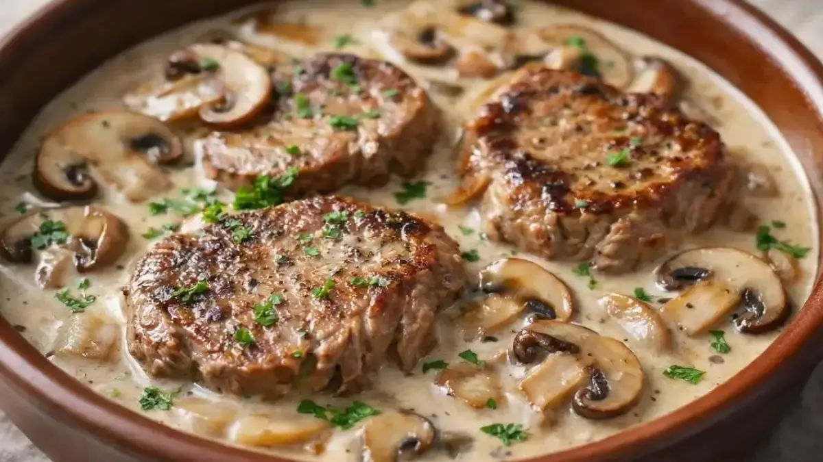 filet-mignon-a-la-creme-echalotes-et-champignons-poeles