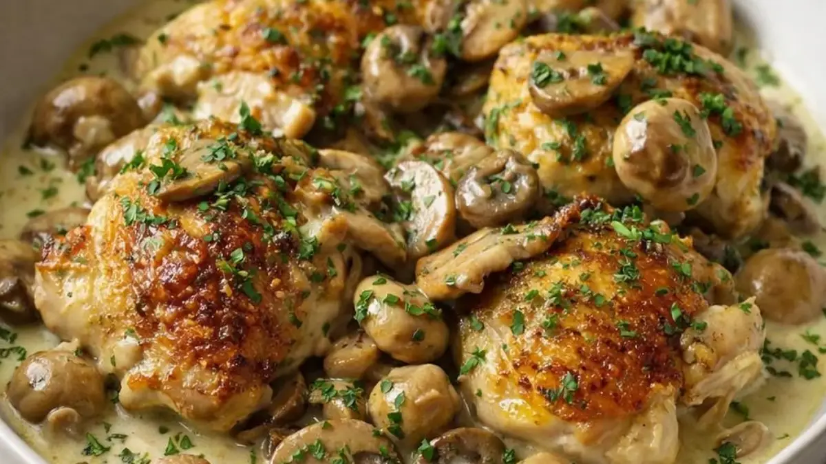 fricassee-de-poulet-aux-champignons-a-la-creme-herbes-fraiches