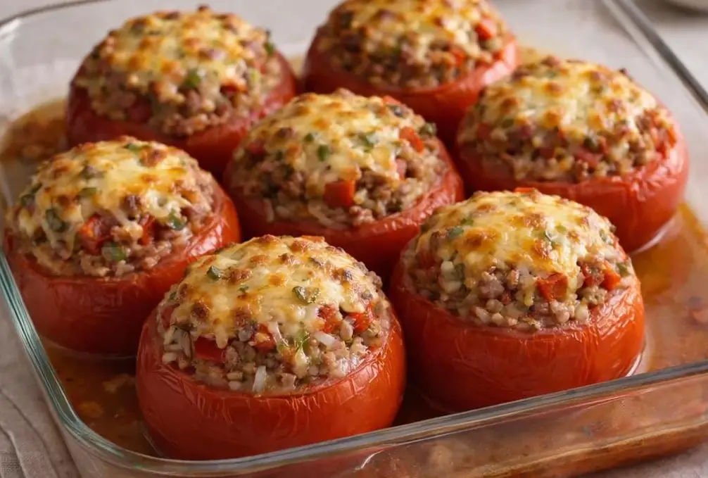 tomates-farcies-au-riz-viande-hachee-et-fromage-rape-cuisson-au-four